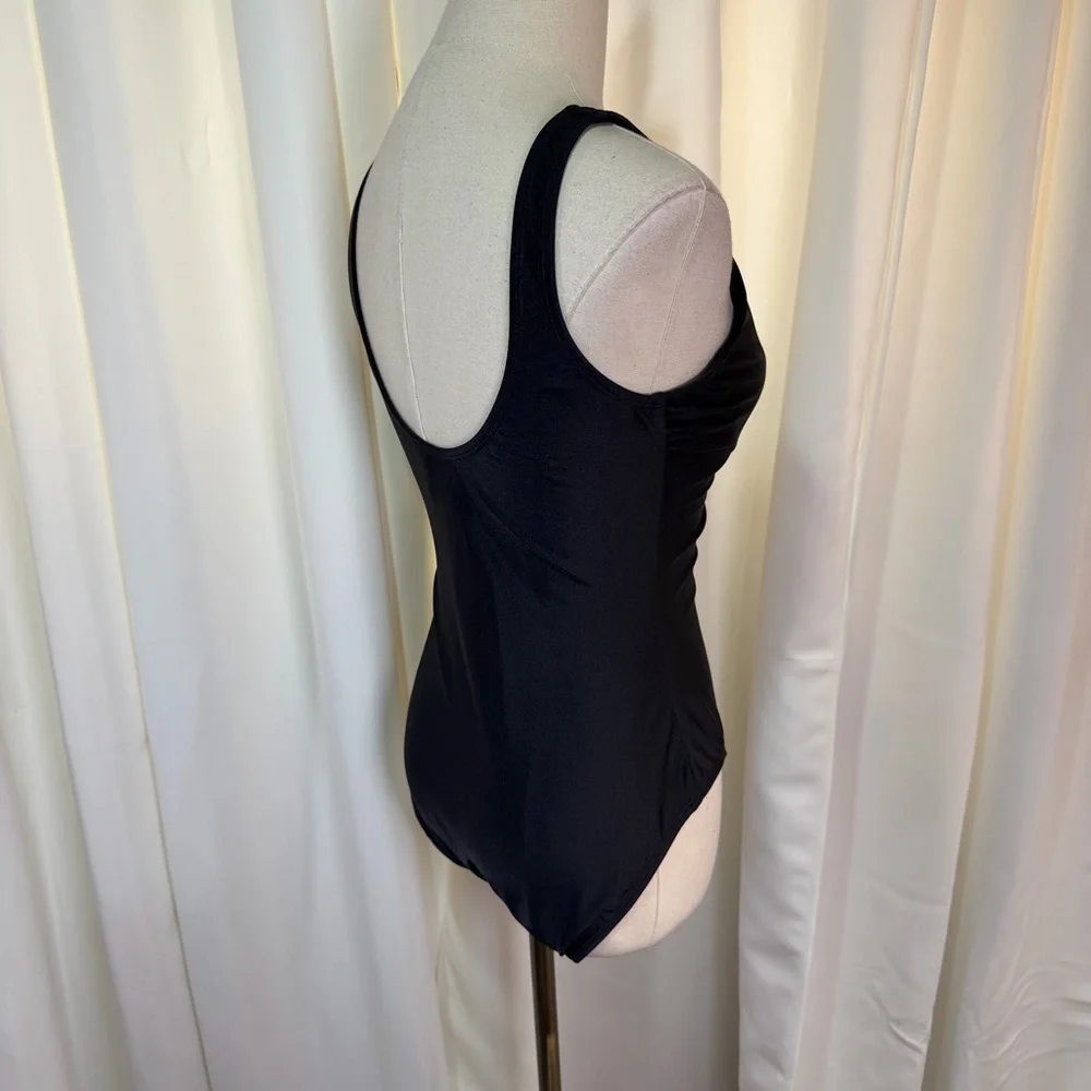 NWT Shoshanna Black One-Piece Checkered Gingham Lace-Up Bust Swimsuit Size 6